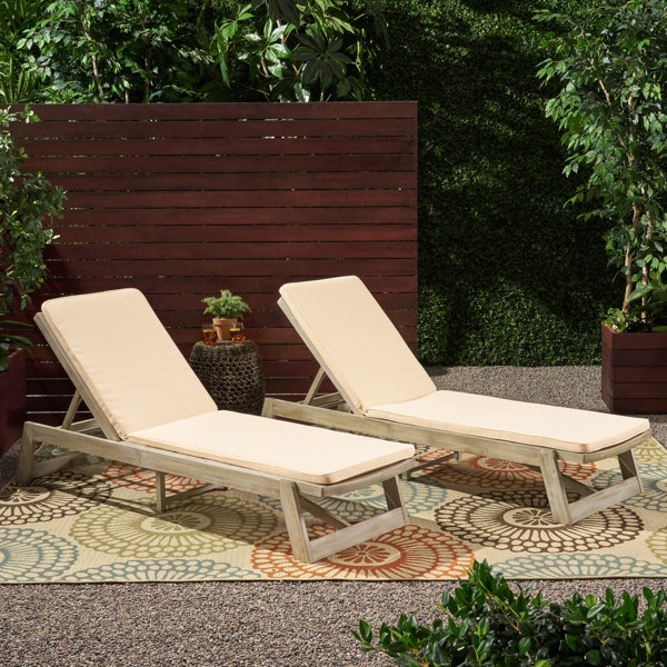 Beachcrest Home Vinita Outdoor Acacia Chaise Lounge Set & Reviews Wayfair